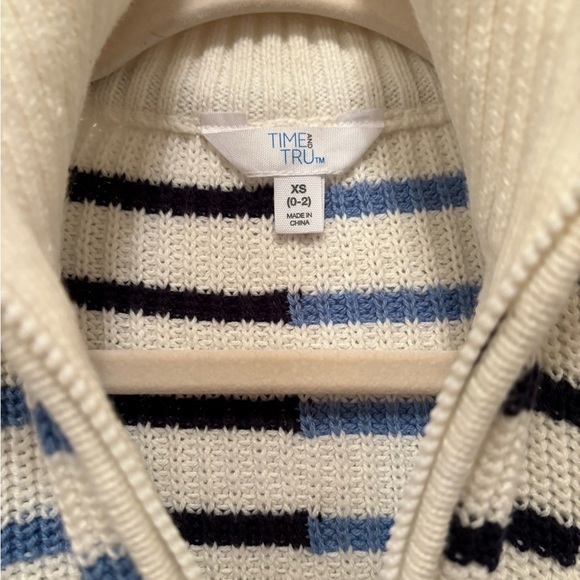 Time and Tru Women's Cowl Neck Sweater - Black, White, and Blue Stripes - Picture 5 of 6